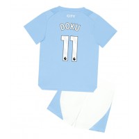 Echipament fotbal Manchester City Jeremy Doku #11 Tricou Acasa 2023-24 pentru copii maneca scurta (+ Pantaloni scurti)